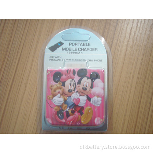 Micky design portable battery charger for iphone